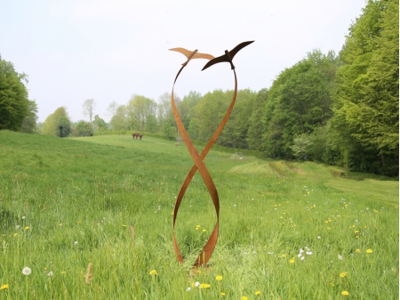 Entirely made out of Corten steel. Measurements: 180 x 100 x 255 cm. Series of 8 pieces. Still available. Request information how much is still available and where exhibited.